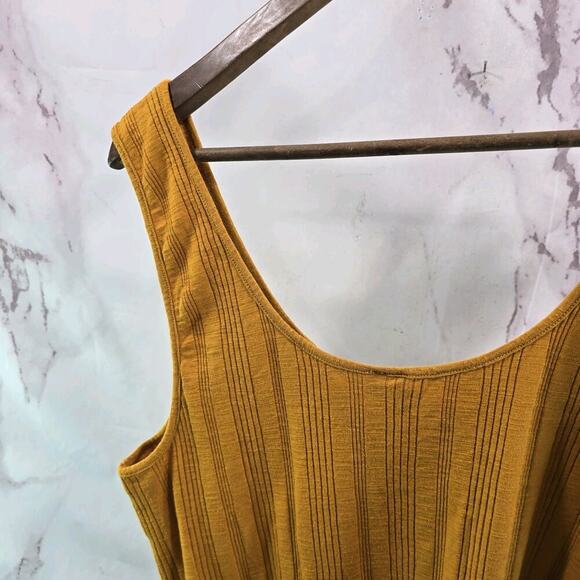 Anthropologie Top Womens XL Tank Yellow Notch Crop Ribbed Mustard Gold Pilcro - Picture 6 of 10